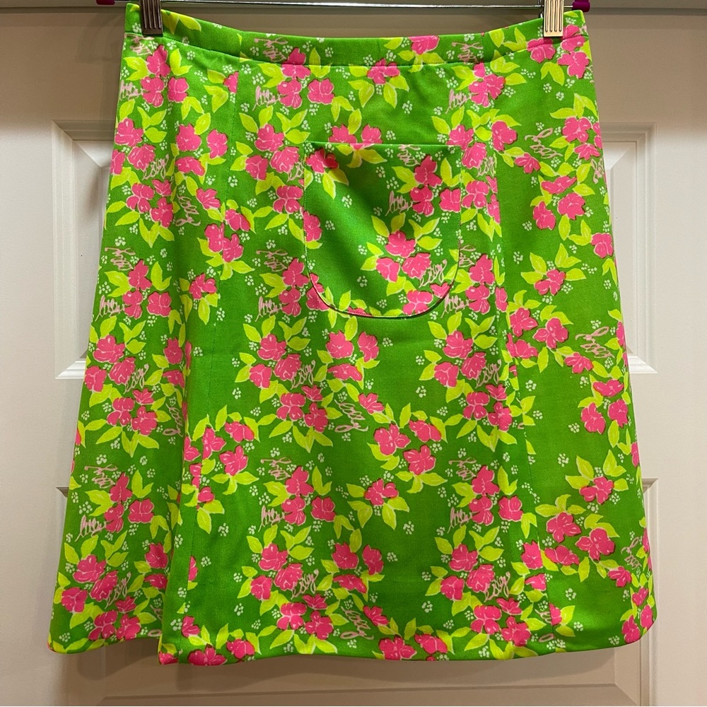 Vintage 70s 80s "The Lilly" Lilly Pulitzer Vibrant Polyester Skirt - Picture 6 of 12